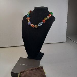 Murano Vibrant Colors 925 Gold Tone Metal Beaded Necklace Ross&Simons